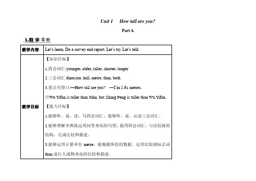 PEP英语六年级下册全册教案及反思(每课时)