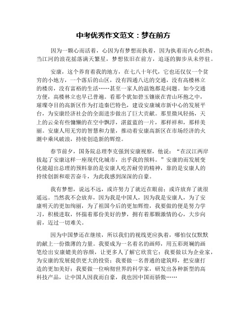 中考优秀作文范文：梦在前方