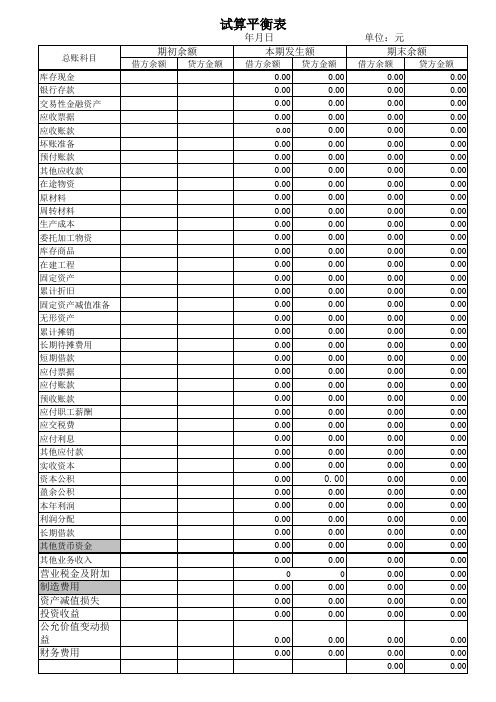 (完整版)手工做账表格