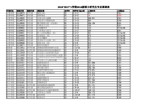 2016-2017-1学期研究生专业课表(新) (不含设计)