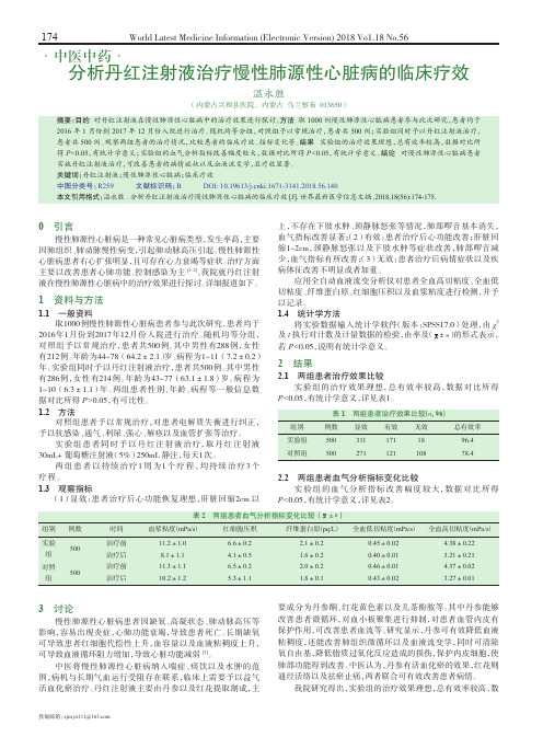 分析丹红注射液治疗慢性肺源性心脏病的临床疗效
