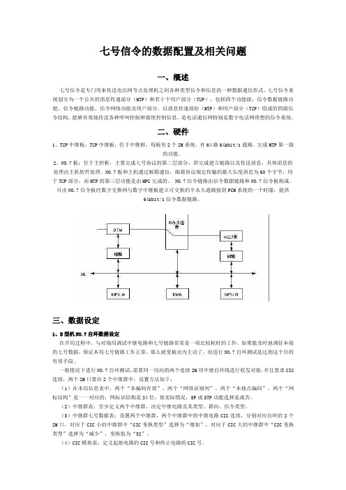 七号信令的数据配置及相关问题