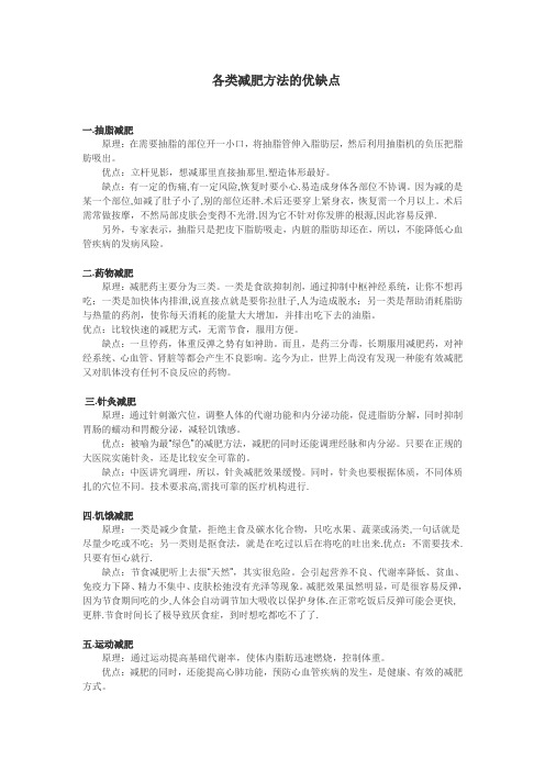 各类减肥方法的优缺点