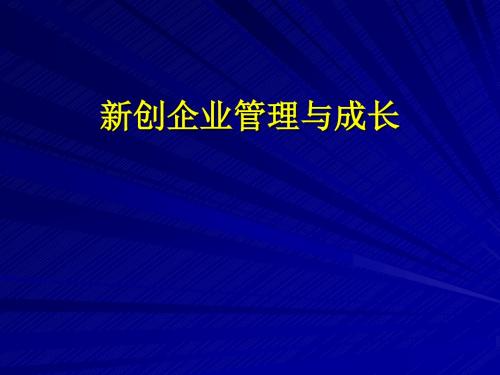 新创企业管理与成长(南开大学) 精品