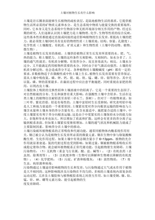 土壤对植物生长有什么影响