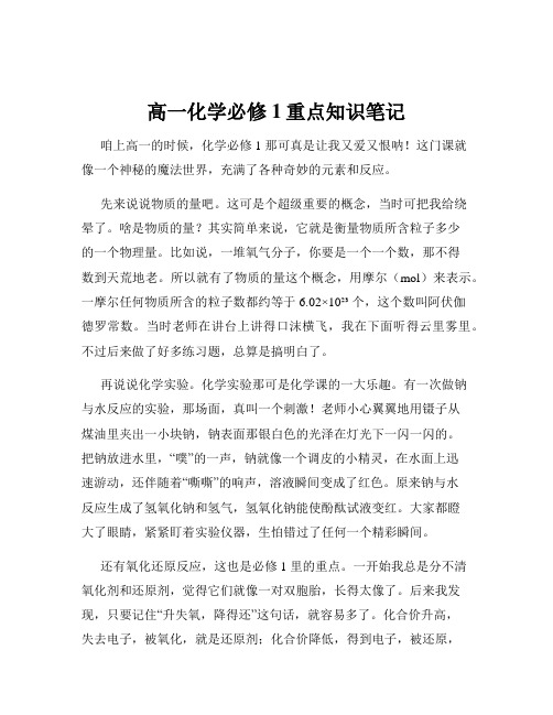 高一化学必修1重点知识笔记