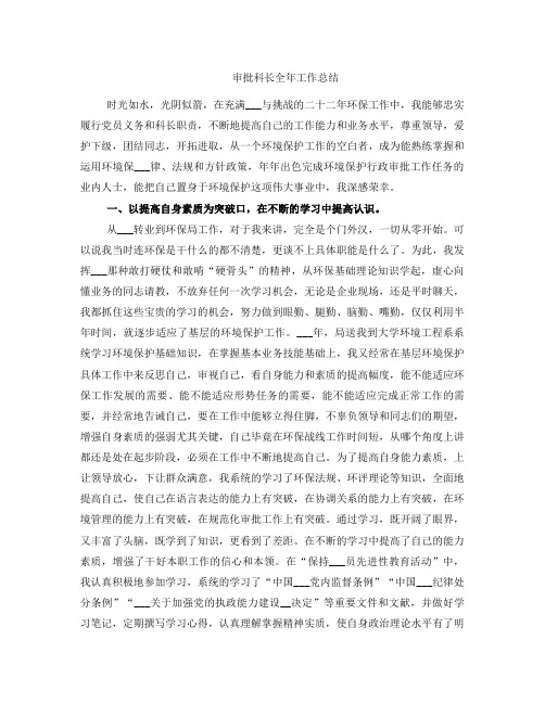 审批科长全年工作总结大全