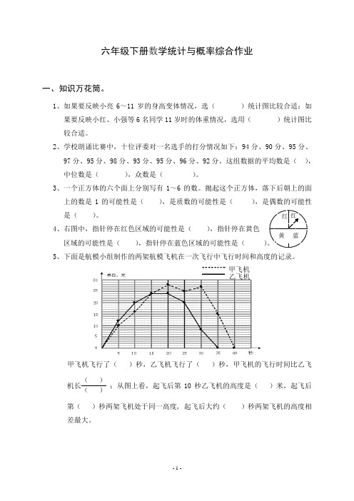 小学六年级数学下册统计与概率综合作业