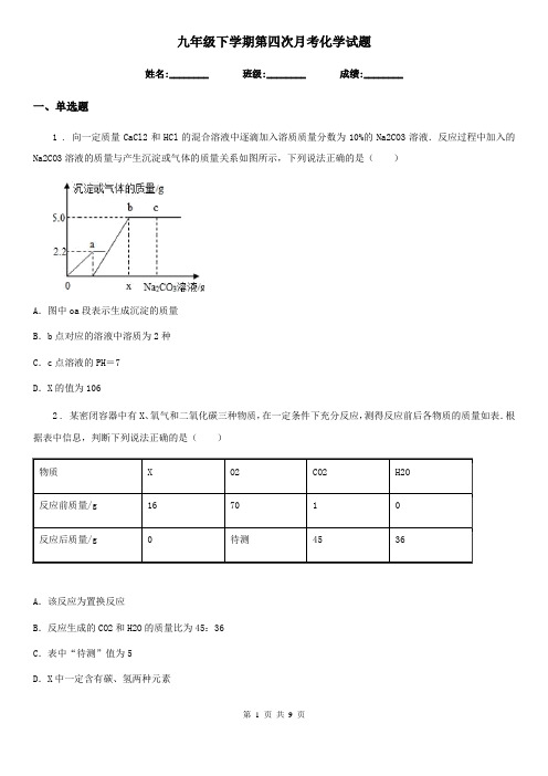 九年级下学期第四次月考化学试题