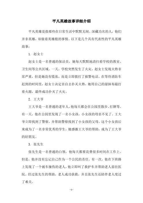 平凡英雄故事详细介绍