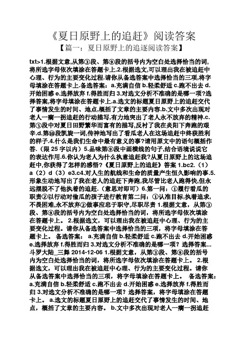 《夏日原野上的追赶》阅读答案