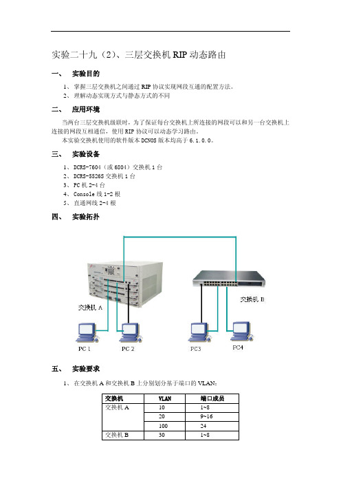 神州数码三层交换机RIP动态路由(1)