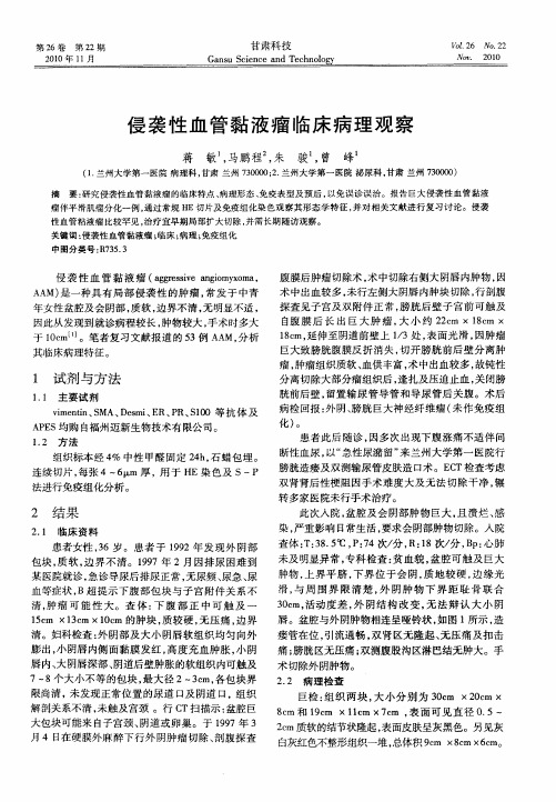 侵袭性血管黏液瘤临床病理观察