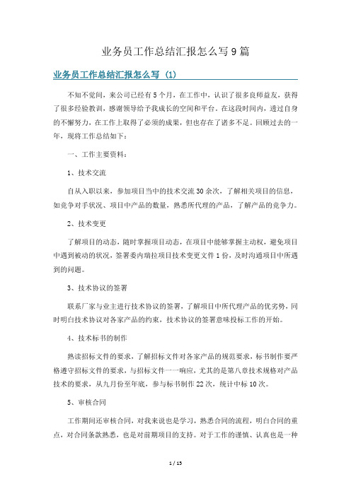 业务员工作总结汇报怎么写9篇