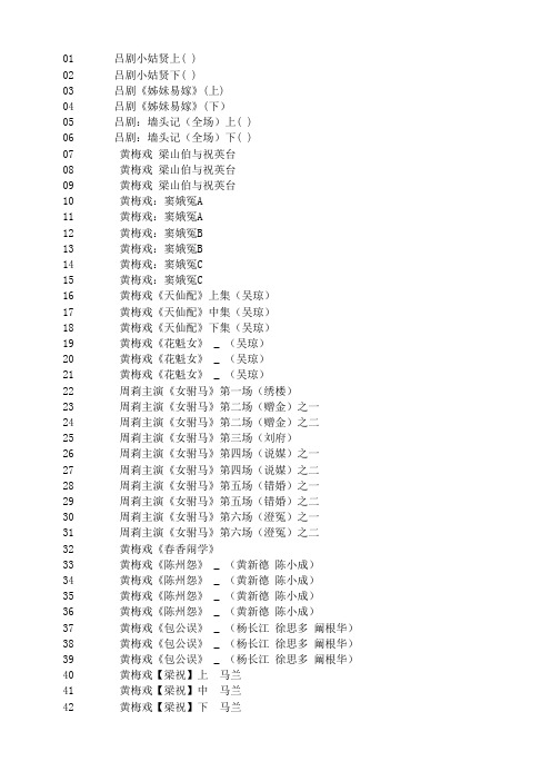 经典京剧目录