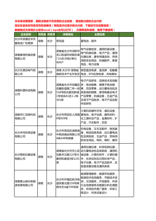 新版湖南省蓄电池配件工商企业公司商家名录名单联系方式大全37家