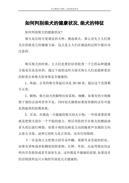 如何判别柴犬的健康状况,柴犬的特征