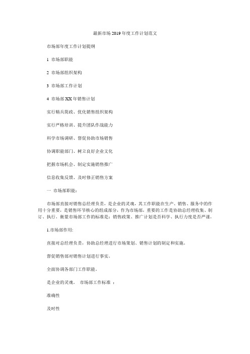 最新市场2019年度工作计划范文.doc