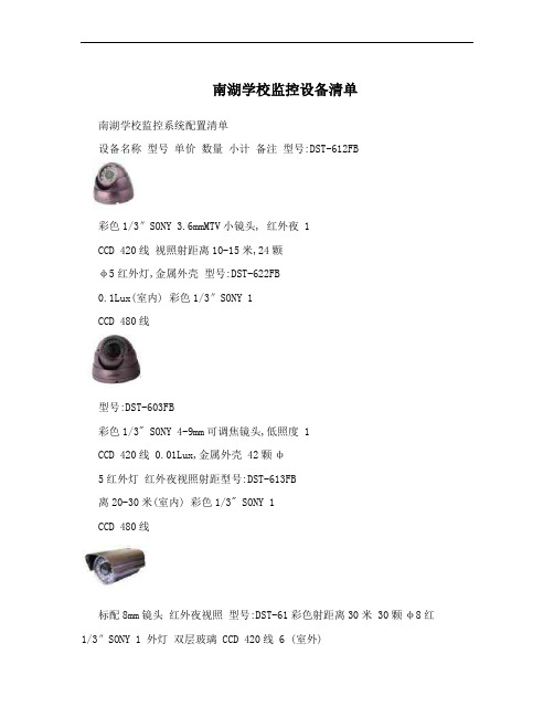南湖学校监控设备清单