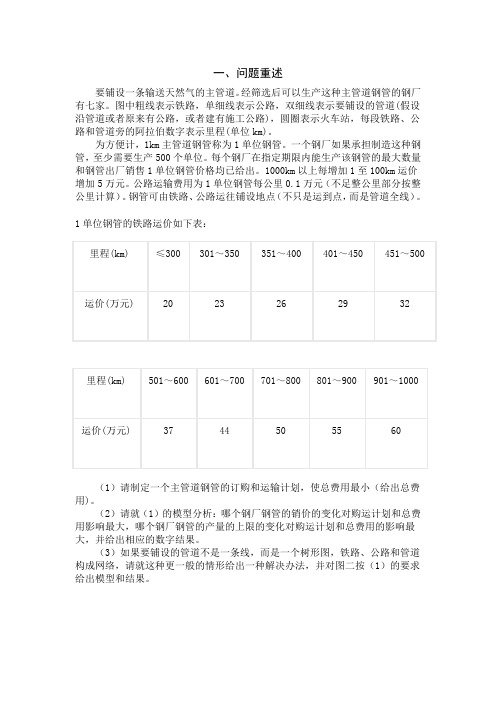 钢管的订购和运输问题