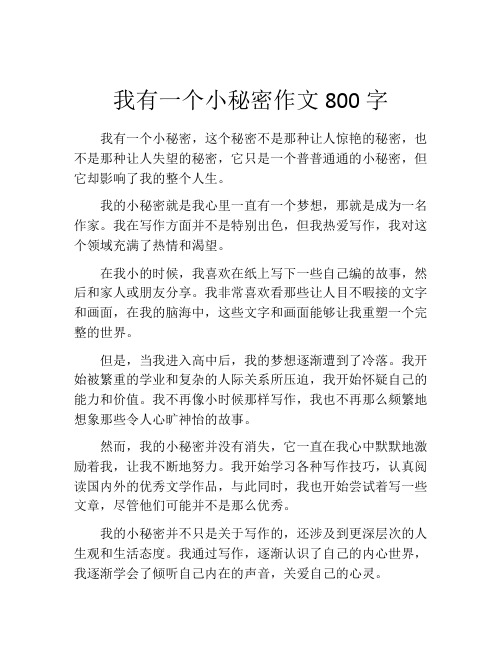 我有一个小秘密作文800字