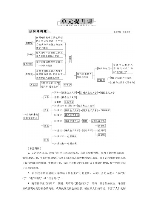 2019大一轮高考总复习历史(人教版)文档：第16单元提升课 近代以来世界的科技与文化 Word版含答案