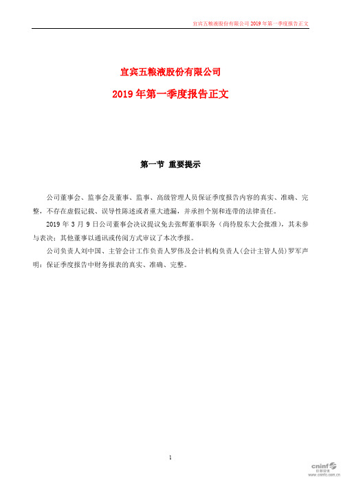 2019年第一季度报告正文