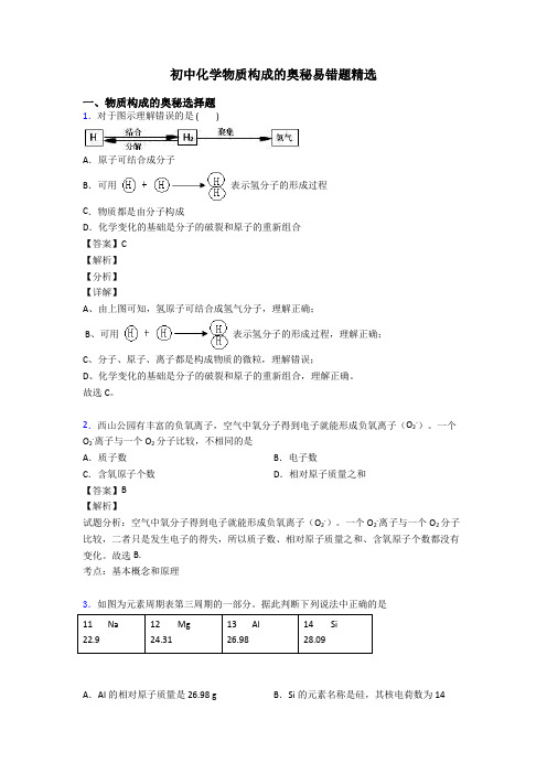 初中化学物质构成的奥秘易错题精选