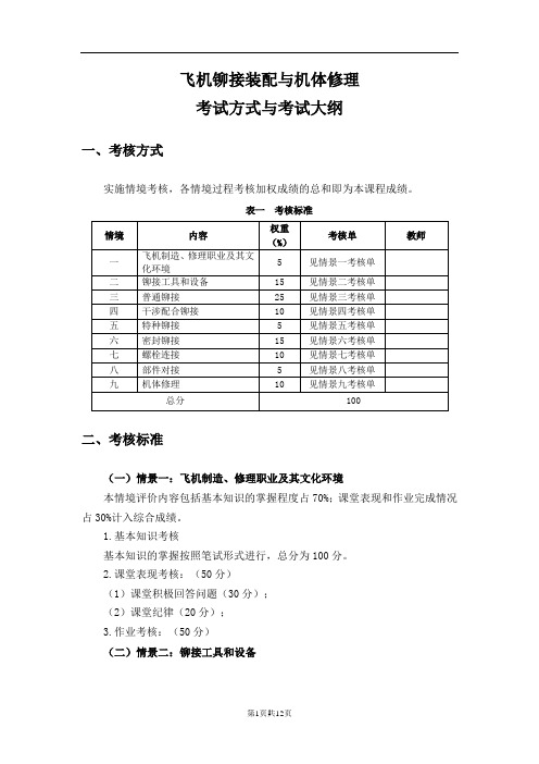 飞机铆接装配与机体修理  考核方式