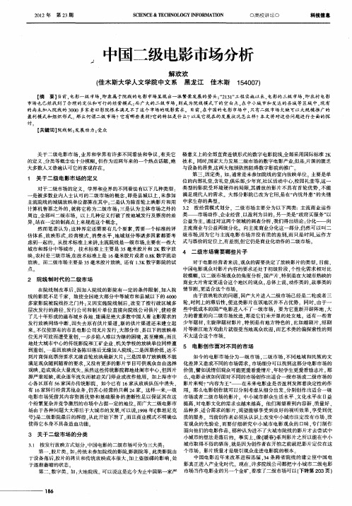 中国二级电影市场分析