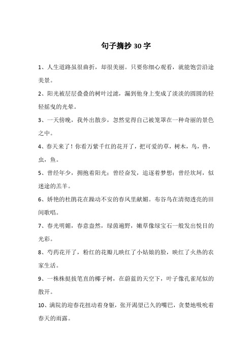 句子摘抄30字