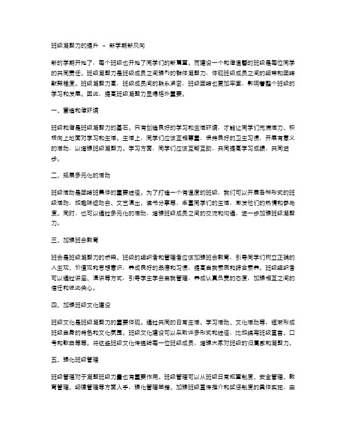 班级凝聚力的提升新学期新风向_班会教案范文