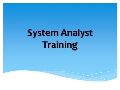 系统分析员(System Analyst)培训资料