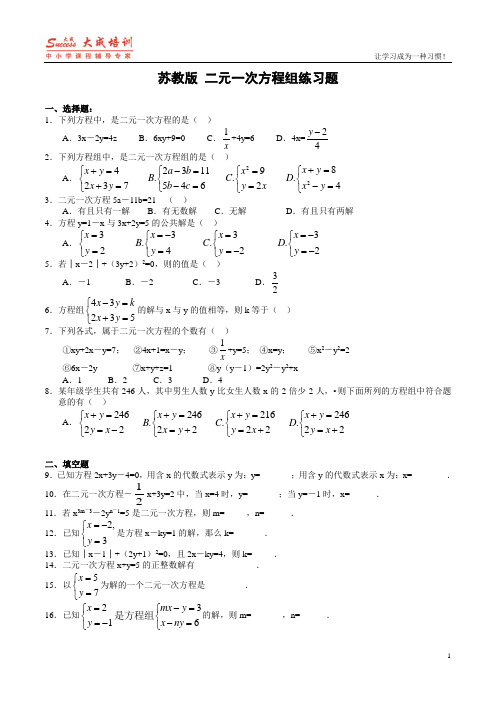 【5月25日】二元一次方程组练习