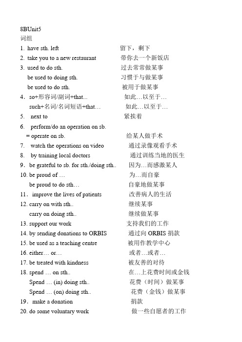 8B unit5词组句型