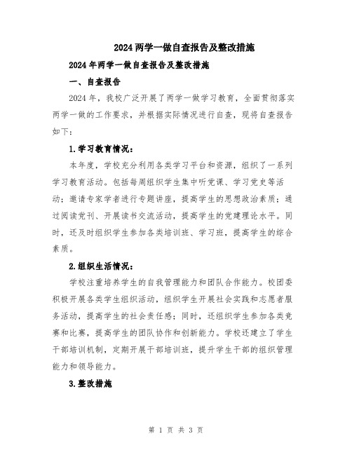 2024两学一做自查报告及整改措施
