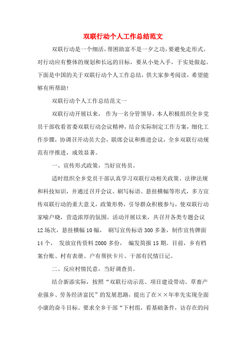 双联行动个人工作总结范文