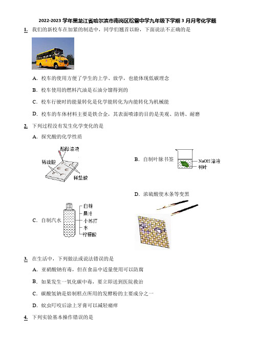 2022-2023学年黑龙江省哈尔滨市南岗区松雷中学九年级下学期3月月考化学题