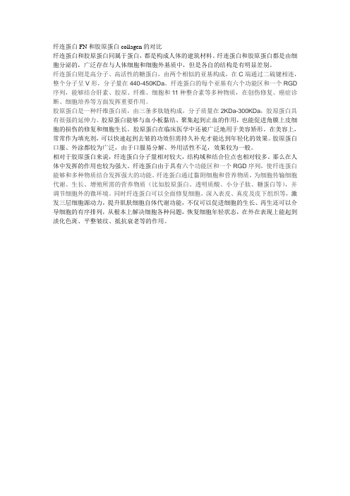 纤连蛋白FN和胶原蛋白collagen的对比