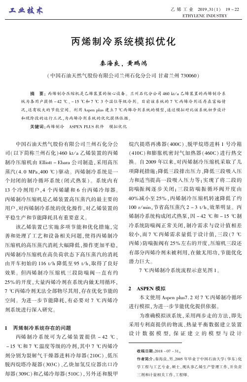 丙烯制冷系统模拟优化