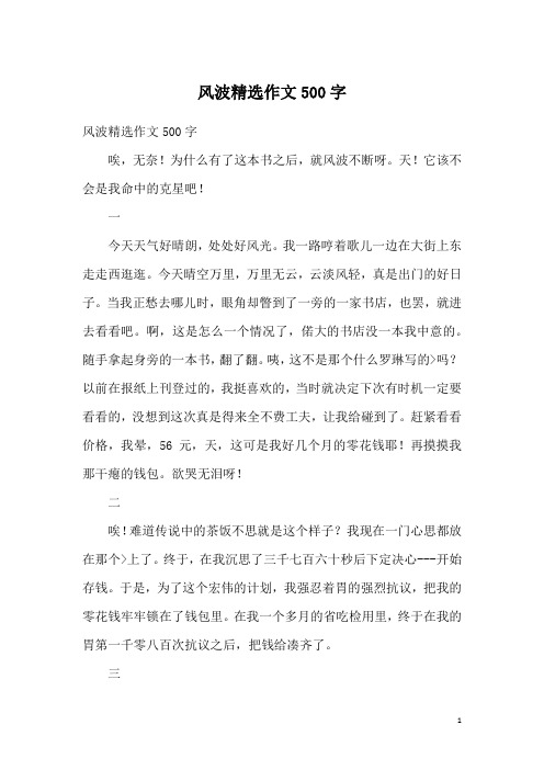 风波精选作文500字