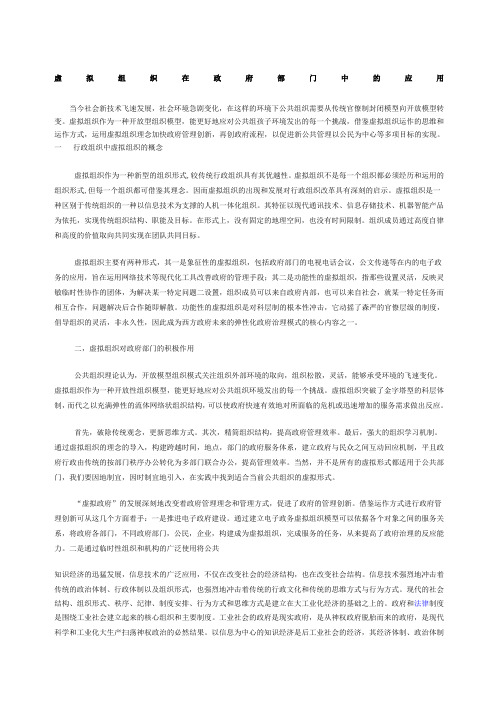虚拟组织在政府部门的应用