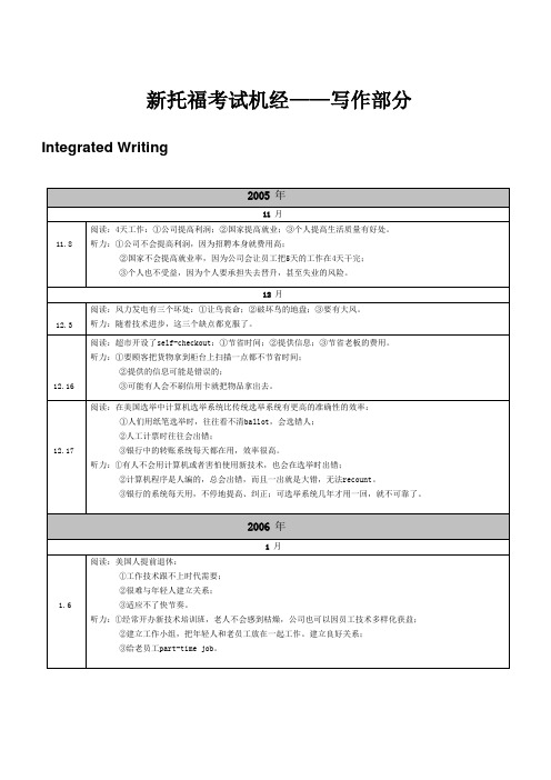 新托福考试机经-写作部分