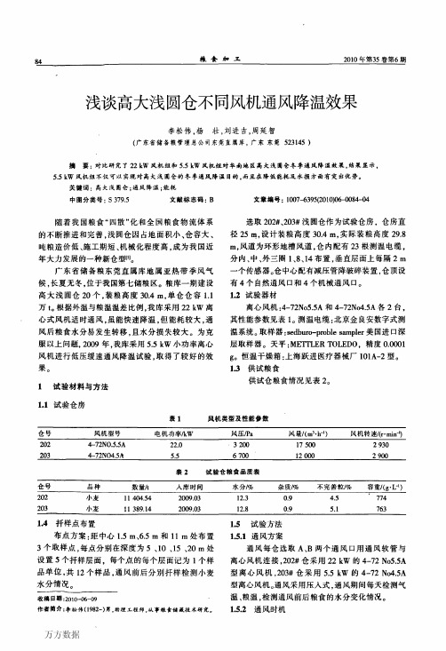 浅谈高大浅圆仓不同风机通风降温效果
