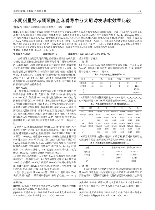 不同剂量羟考酮预防全麻诱导中芬太尼诱发咳嗽效果比较