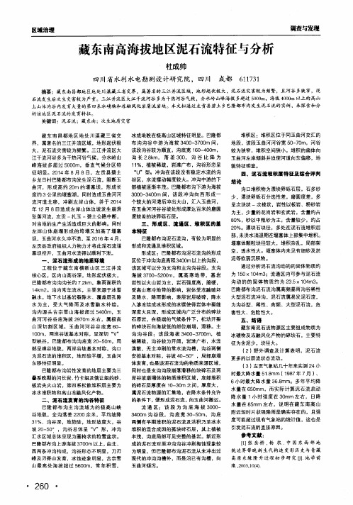 藏东南高海拔地区泥石流特征与分析