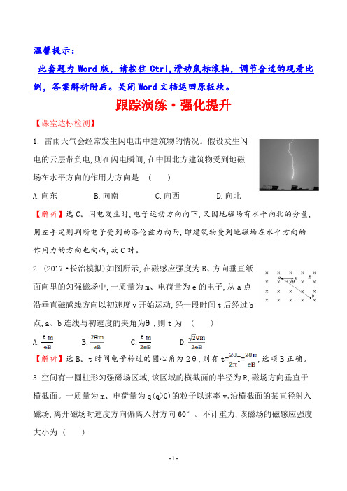 2021高考一轮复习跟踪演练·强化提升 9.2磁场对运动电荷的作用