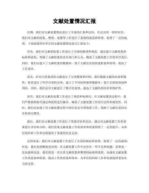 文献处置情况汇报