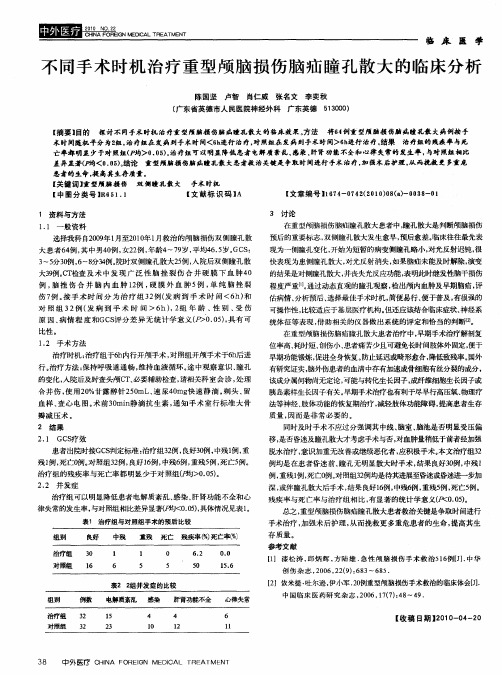 不同手术时机治疗重型颅脑损伤脑疝瞳孔散大的临床分析