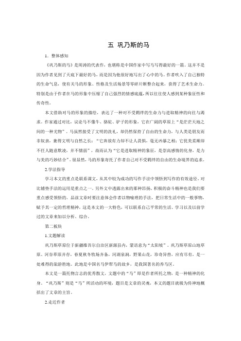 五 巩乃斯的马 学案(3)
